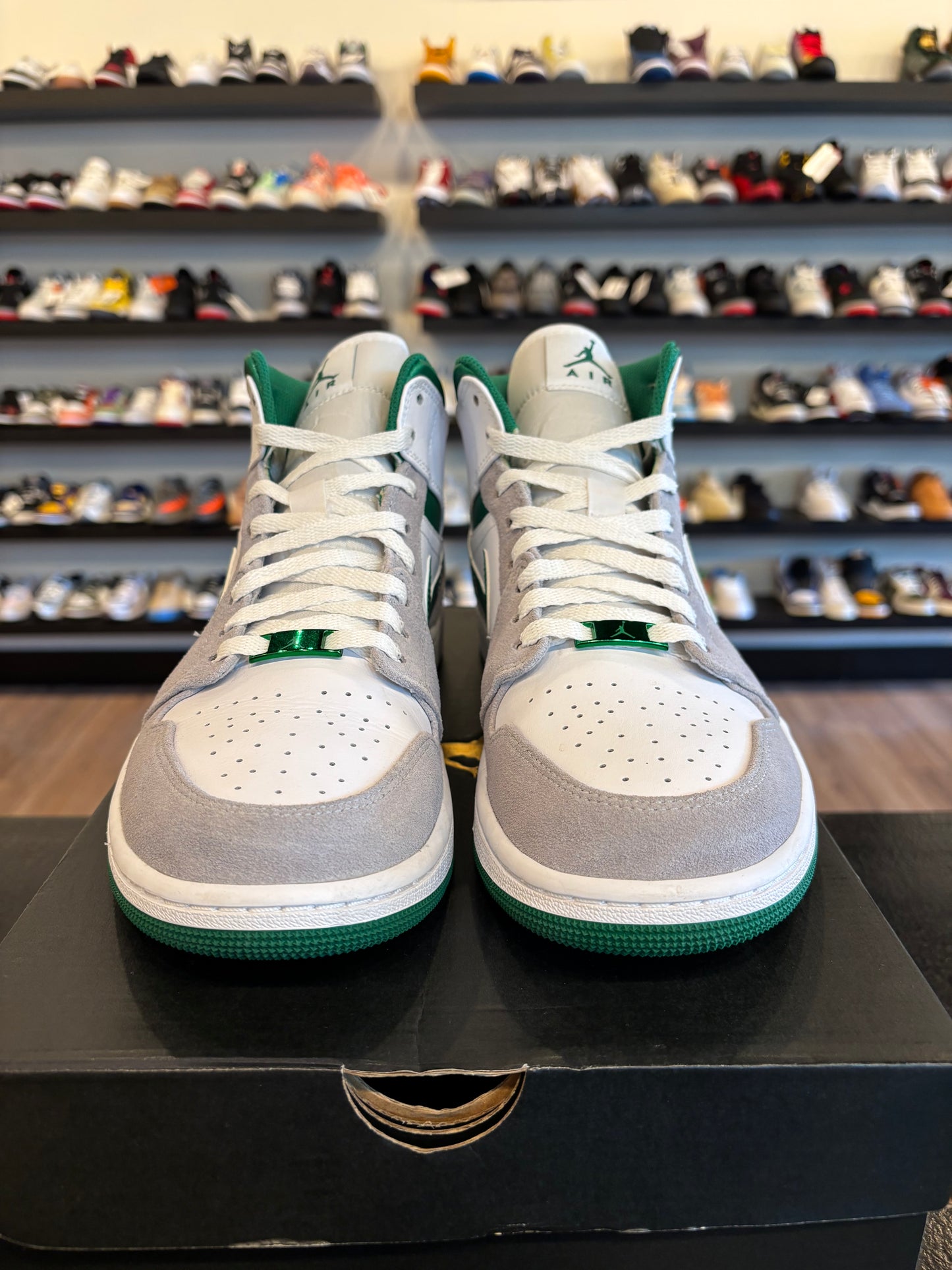 Jordan 1 Mid Grey Green Size 10 Pre-Owned
