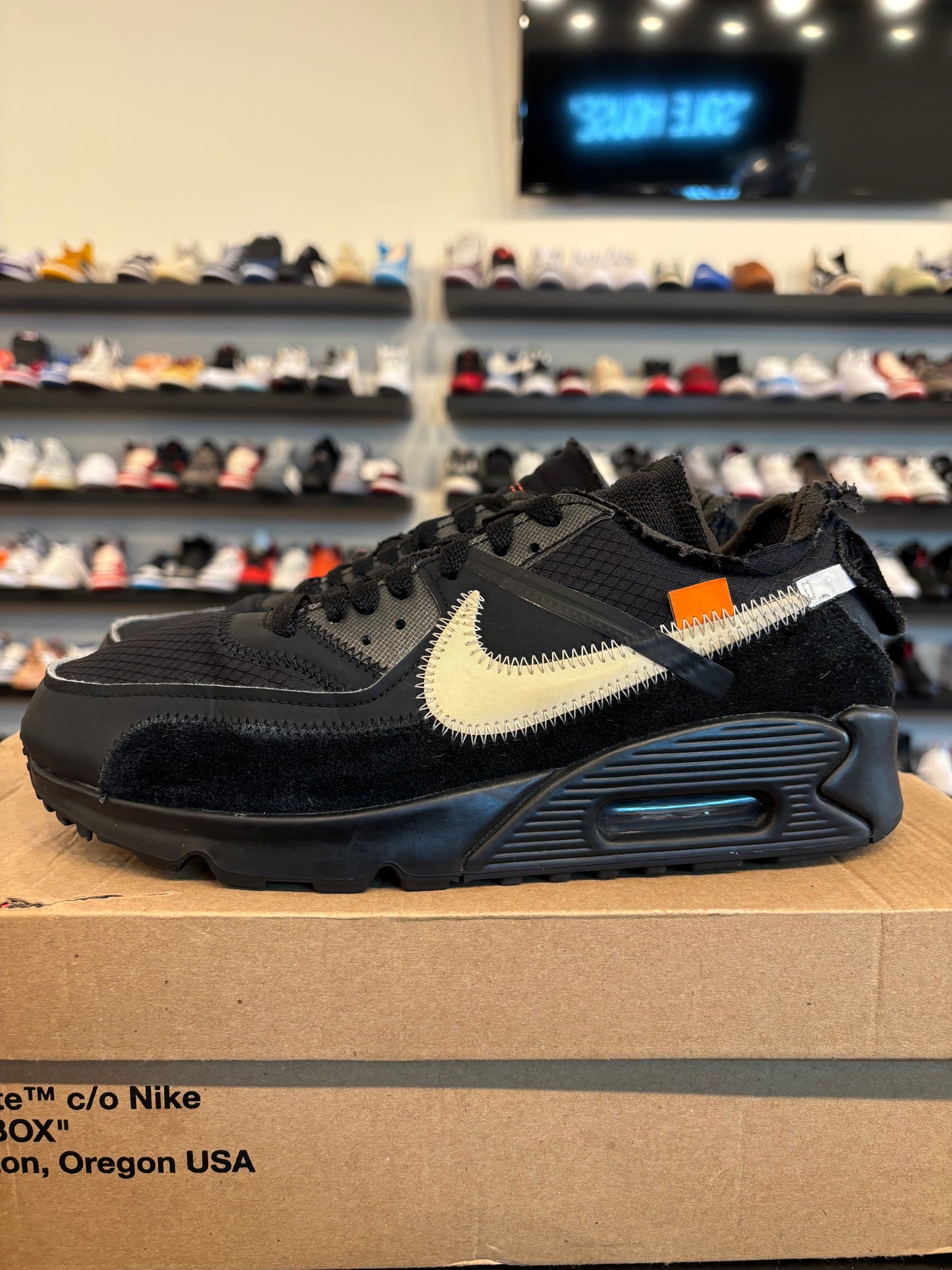 Nike Off-White Air Max 90 Black Size 7 Pre-Owned
