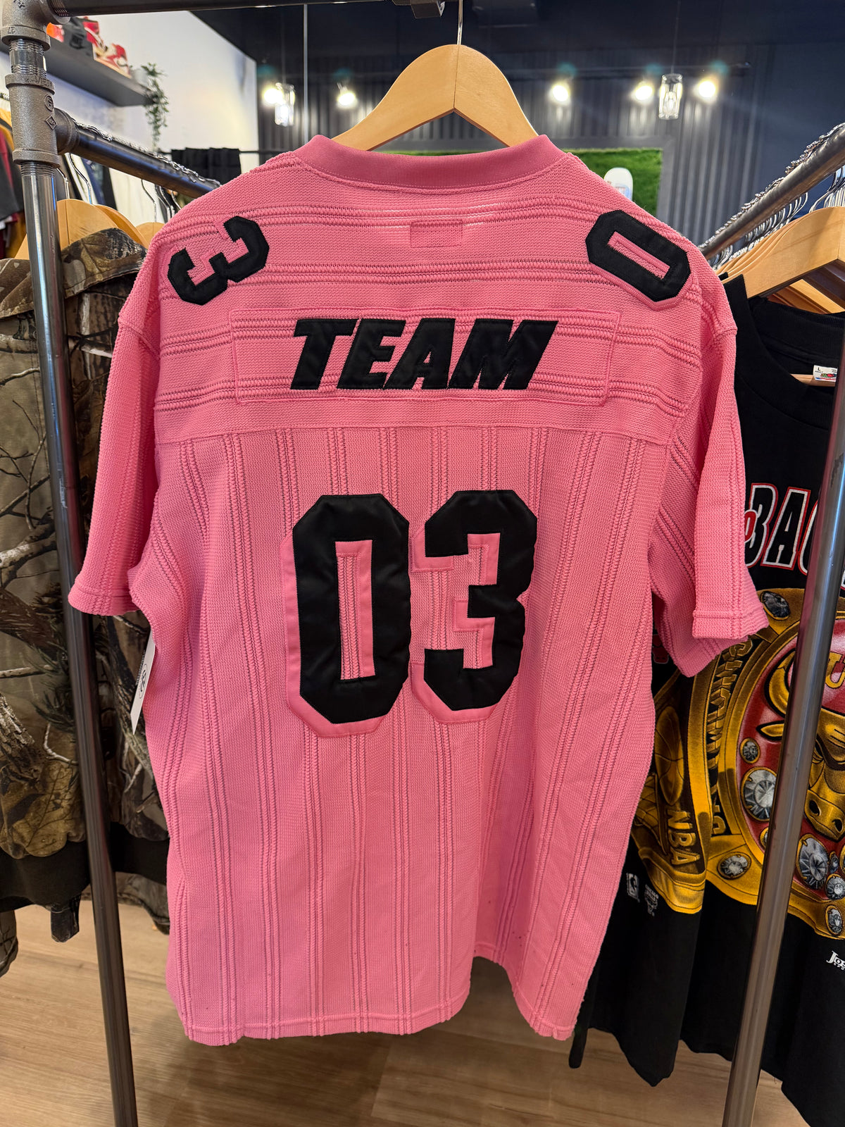 Supreme Mesh Knit Stripe Football Jersey Pink Size XL Pre-Owned