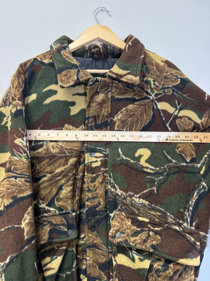 Camo Sherpa Fleece Brown Jacket Size Large Vintage