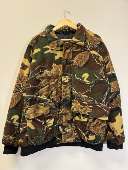 Camo Sherpa Fleece Brown Jacket Size Large Vintage