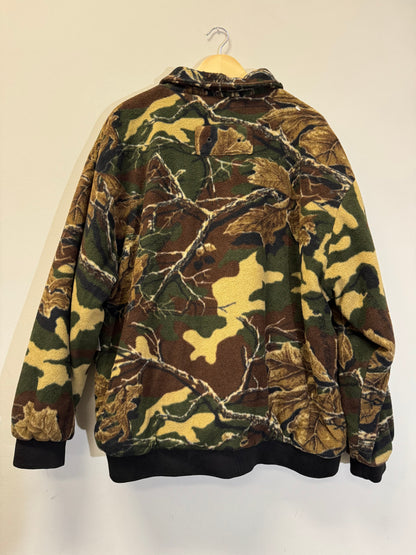 Camo Sherpa Fleece Brown Jacket Size Large Vintage