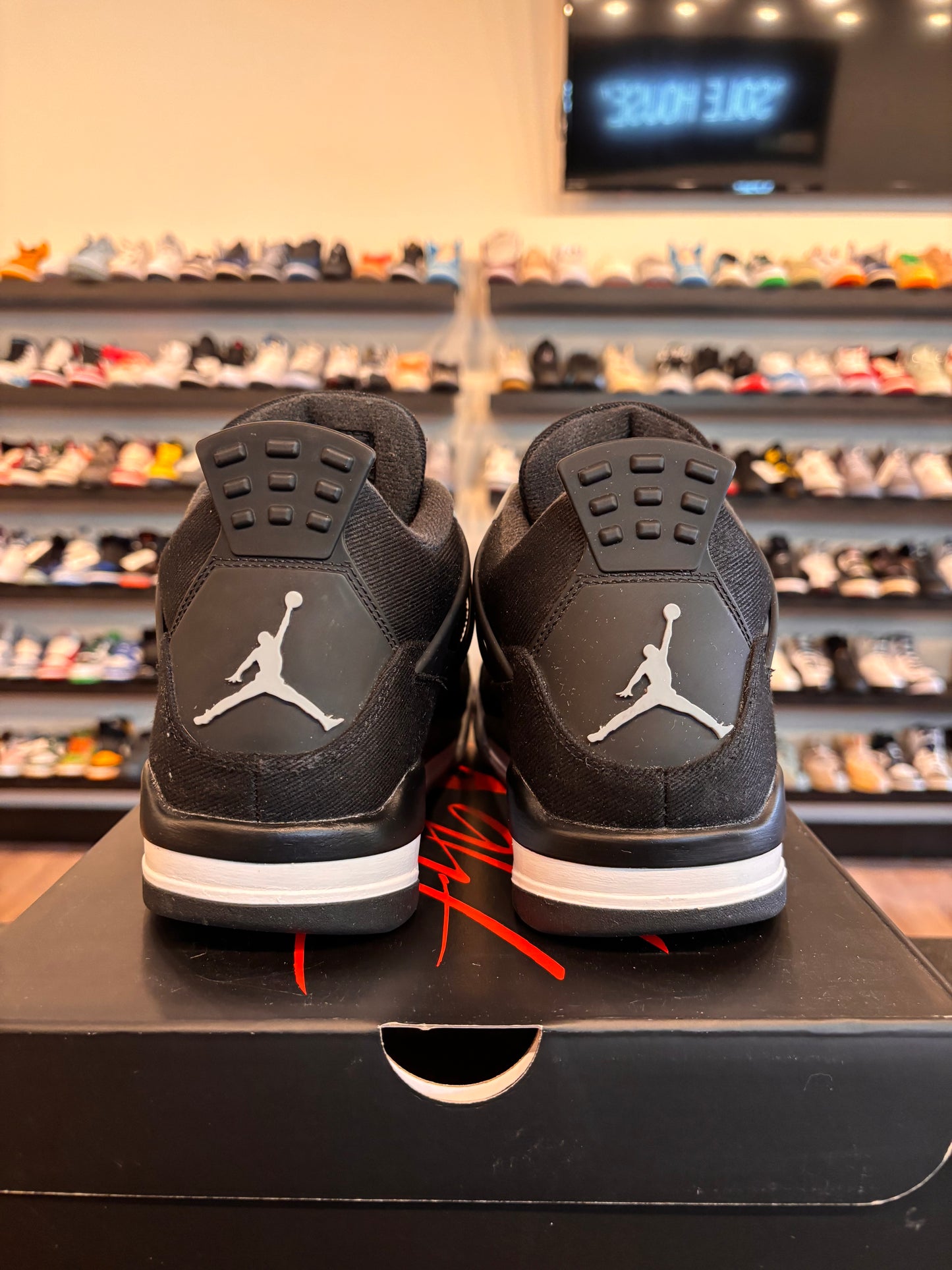Jordan 4 Black Canvas Size 9.5 Pre-Owned