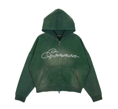 Common Hype Cropped Fleece Zip Up Hoodie Forest Green Size XL Brand New