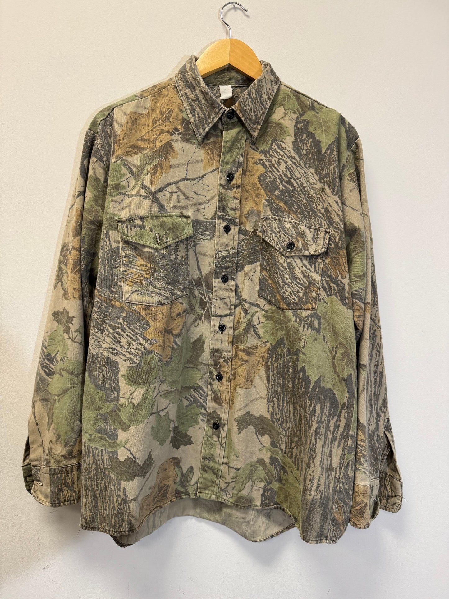 Camo Button Up Long Sleeve Size Large Vintage