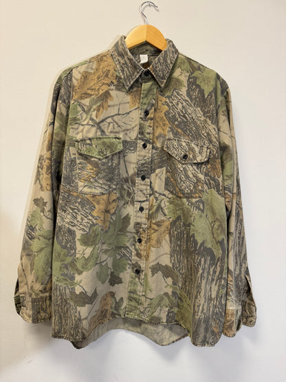 Camo Button Up Long Sleeve Size Large Vintage