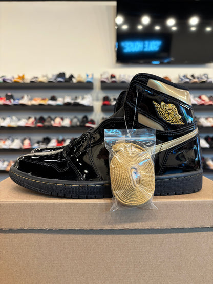 Jordan 1 Patent Black Metallic Gold Size 9 Brand New (No Box)