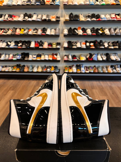 Jordan 1 Mid Patent Black Gold Size 13 Pre-Owned
