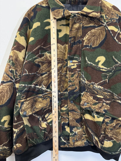 Camo Sherpa Fleece Brown Jacket Size Large Vintage