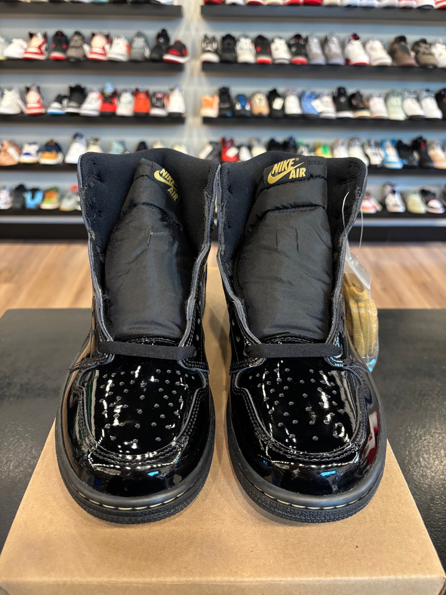 Jordan 1 Patent Black Metallic Gold Size 9 Brand New (No Box)