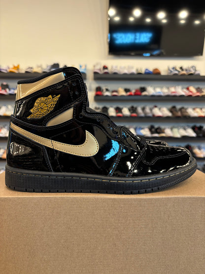 Jordan 1 Patent Black Metallic Gold Size 9 Brand New (No Box)
