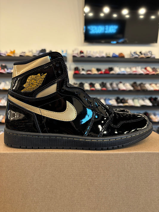 Jordan 1 Patent Black Metallic Gold Size 9 Brand New (No Box)