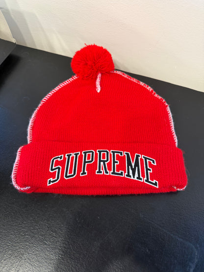 Supreme Contrast Stich Beanie Red Brand New