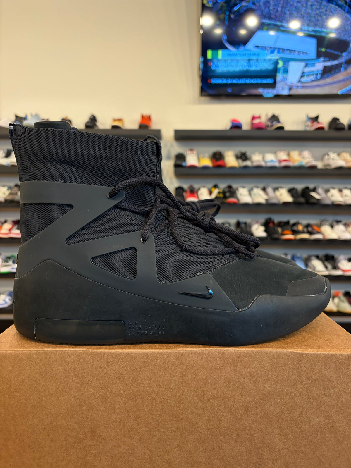 Nike Air Fear Of God 1 Triple Black Size 13 Pre-Owned (No Box)