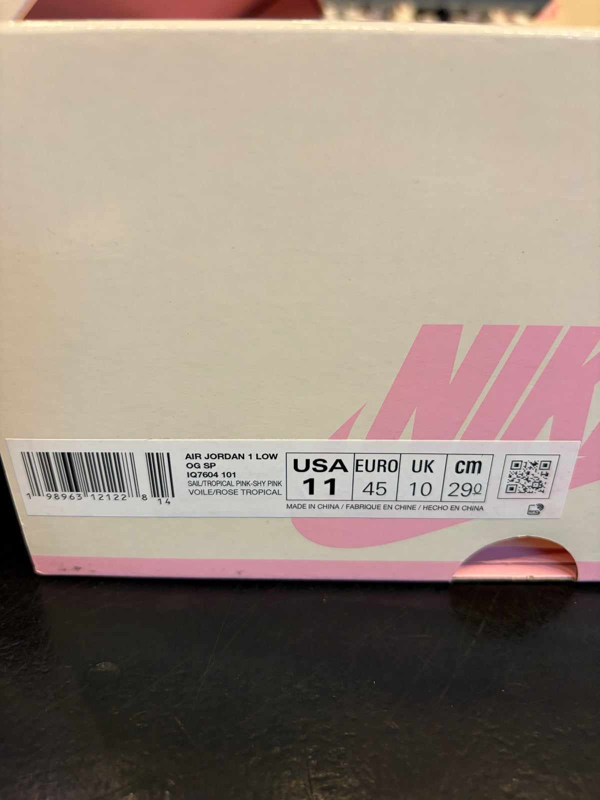Jordan 1 Low Travis Scott Shy Pink Size 11 Brand New