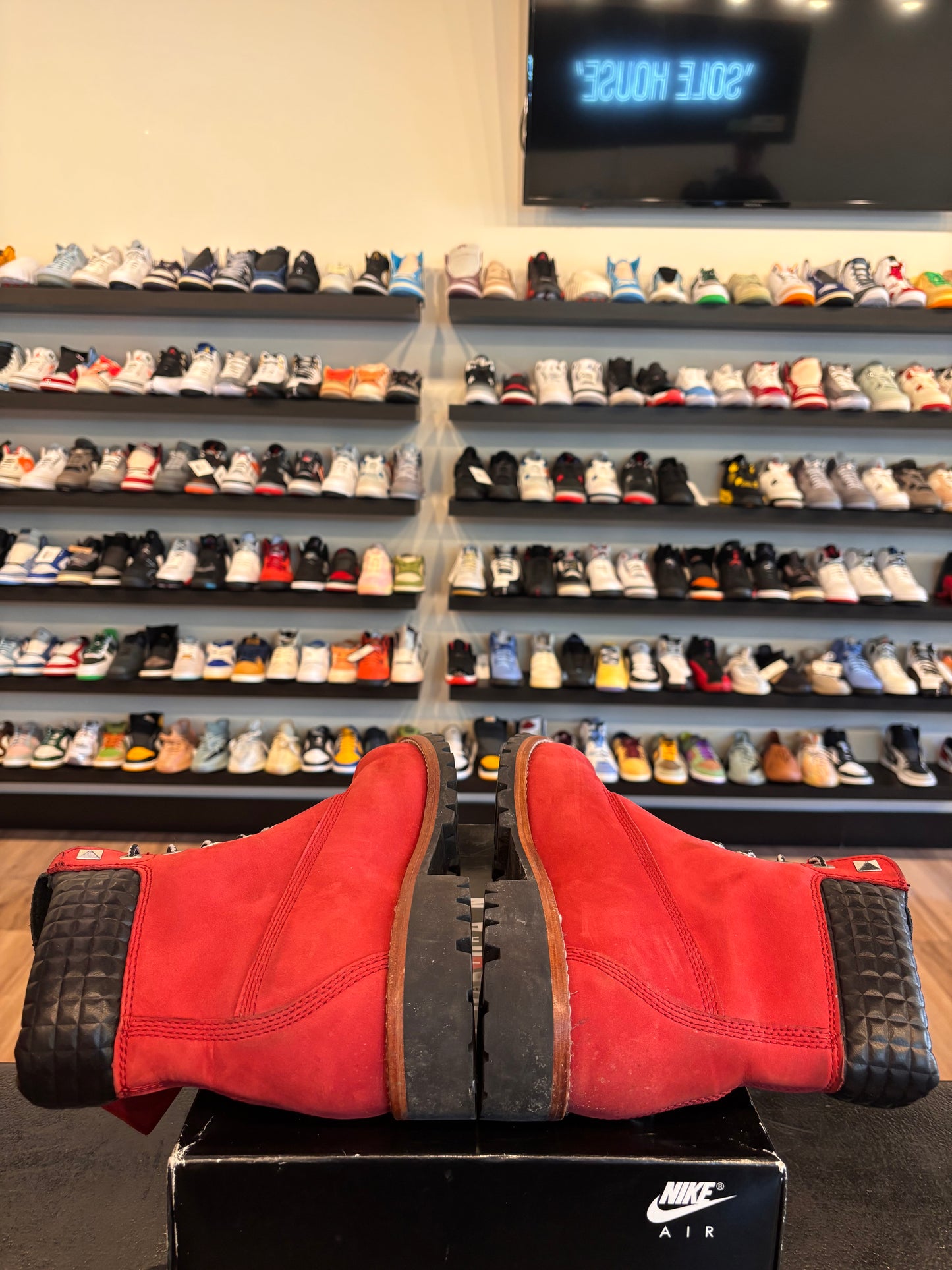 Timberland Red Boots Size 11.5 Pre-Owned (No Box)