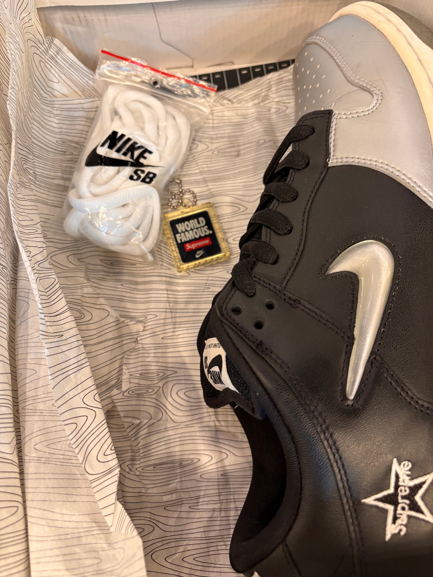 Nike SB Dunk Low Supreme Jewel Silver Size 10.5 Pre-Owned