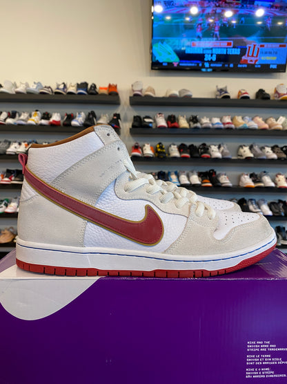 Nike SB Dunk High Sail Bright Crimson Size 12 Pre-Owned