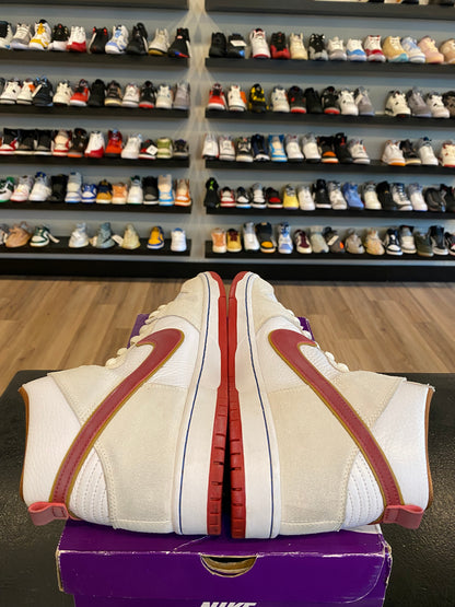 Nike SB Dunk High Sail Bright Crimson Size 12 Pre-Owned