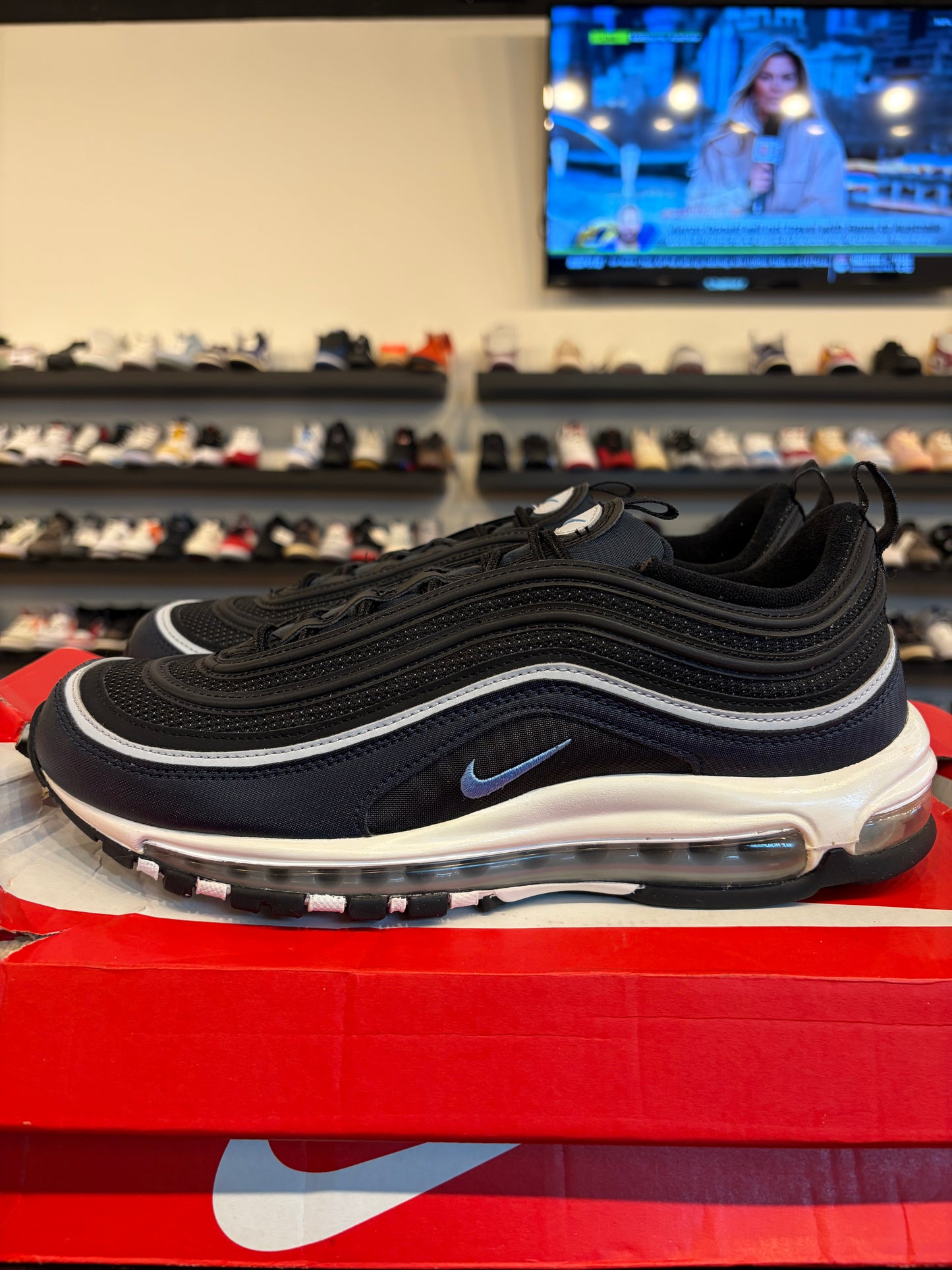 Nike Air Max 97 Black Blue Size 11.5 Pre-Owned