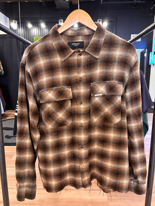 Represent Flannel Brown Size Large Pre-Owned