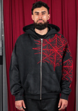 Commons Spider Zip-Up Hoodie Vintage Black Size Medium