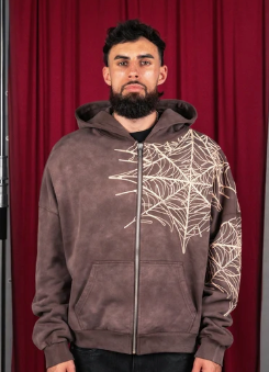 Commons Spider Zip-Up Hoodie Vintage Brown Size Medium